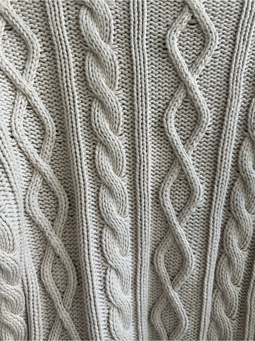 pistola Cream 100% Cotton Chunky Cable-Knit Distressed Hem Crew Sweater Medium - Picture 5 of 9